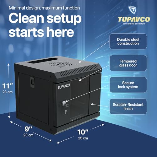10 inch Mini Network Rack Cabinet - 4U Vented w/ 9 in Depth - Tupavco TP434 - Image 4