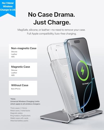 Intoval 3 in 1 Wireless Charger for iPhone 17/16/15/14/13/12,Wireless Charging Station for Apple Devices, Aluminum Charging Stand for iWatch 11 10 9 Ultra 3/2 SE 3/2,for AirPods 4 3 2 Pro 3/2 - Image 6