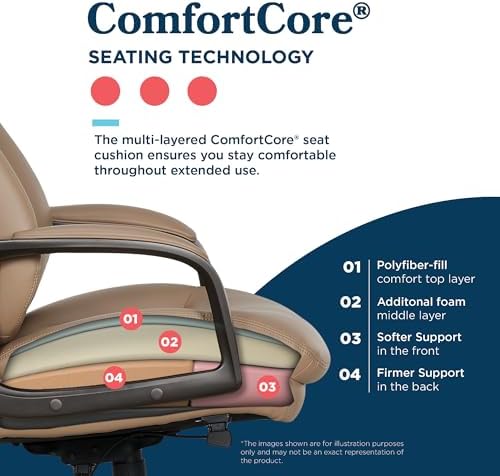 La-Z-Boy High-Back Ergonomic Office Chair, AIR Lumbar Support Leather Chair - Image 7