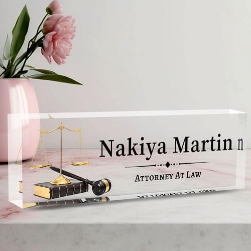 Desk Name Plate Personalized, Lawyer Name Plate for Desk, Office Desk Decor for Women & Men, Employee Appreciation Gifts Custom Office Gifts for Lawyer, MYZDA28YH0928 by AeekdookWoodenPuzzles