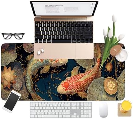 Koi Fish Gaming Mouse Pad 31.5"x11.8" Large Extended Pad Desk Mat Anti-Slip Rubber Base & Durable Stitched Edges for Gamers Smooth Mouse Pad Writing Surface for Desk Office/Home - Image 3