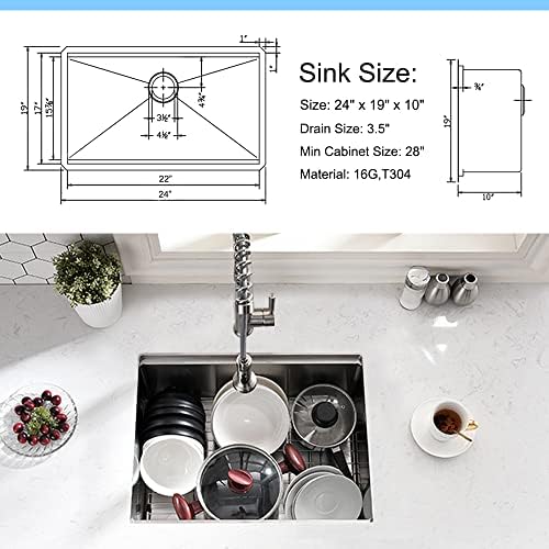 24 Inch Undermount Kitchen Sink - Image 7