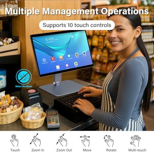 15.6" All-in-One Desktop Computers, Touchscreen Android 12 Industrial Panel Pc RK3399 4GB RAM/64GB ROM AIO Desktop with Pivoting Mount, HDMI 2.0 for Office/Automation/Kiosk/Bar/Warehouse - Image 3