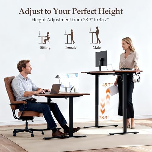 Klicelor L Shaped Standing Desk 55 x 31.5 Inch, Electric Height Adjustable Corner Desk for Home Office Workstation, Ergonomic Sit Stand Computer Table with Memory Controller, Rustic Brown - Image 6
