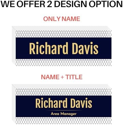 Customized Clear Acrylic Thick 8x3" Desk Name Plate Block with Personalized Logo - Professional Office Decor - Customized Acrylic Plate Gift for Teacher Co-workers (Elegant Navy) - Image 3