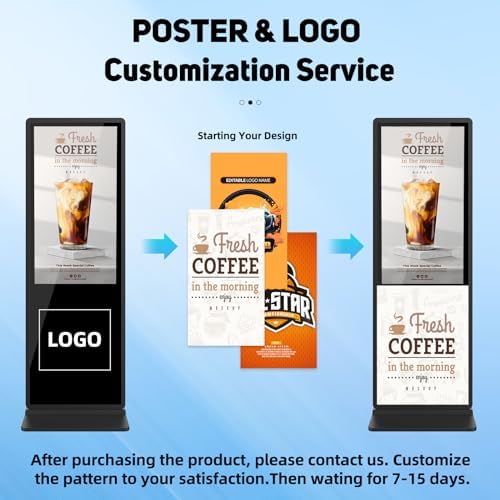 32 inch Indoor Digital Signage Touchscreen IPS Floor Standing Digital Kiosks Interactive Displays with WiFi HDMI/USB Input Auto AD Player, Android OS Black - Image 6