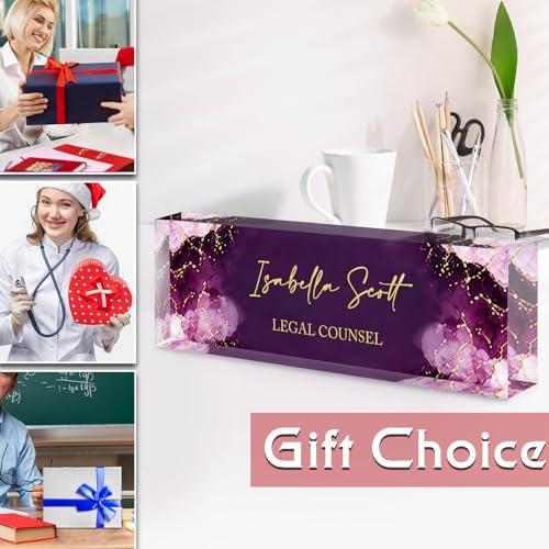 Custom Name Plate for Desk, Acrylic Desk Name Plate Personalized, Employee Appreciation Gifts, Office Desk Accessories for Women Men Teacher Nurse, Coworker Gifts for Manager Assistant (Lavender) - Image 6