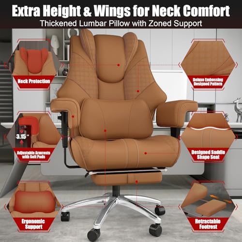 Big and Tall Office Chair with Foot Rest, High Back Computer Desk Chair - Image 4