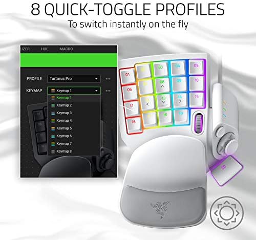 Razer Tartarus Pro Gaming Keypad: Analog-Optical Key Switches - Rapid Trigger - Adjustable Actuation - 32 Programmable Keys - Customizable Macros - Chroma RGB Lighting - Mercury White - Image 5