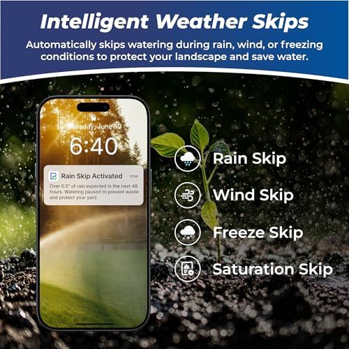 Outdoor Smart Sprinkler Controller 4 Zone, WiFi Automatic Irrigation Timer, Easy-Use App, Flexible Programs, Save Water via Rain, Wind&Freeze Skip, Quick Install, with Alexa - Image 2