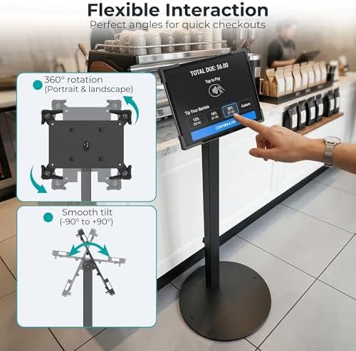 Anti-Theft iPad Kiosk Stand, Adjustable Tablet Floor Stand for POS Checkout - Image 5