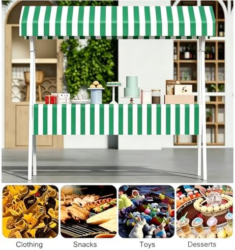Outdoor Vendor Cart with Canopy, Green Farmers Market Stand - Image 4