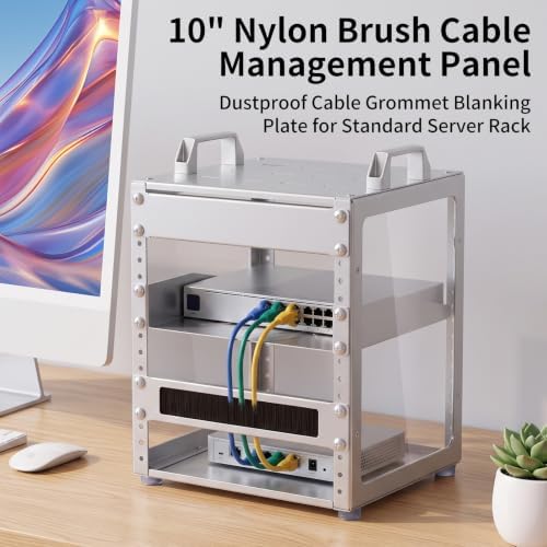 1U Brush Panel Cable Management for 10" Sturdy Stackable Network Rack - Image 3