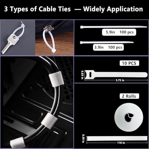 ELII 328Pcs White Cable Management Kit, 8 Magnetic Cable Clips - Image 6