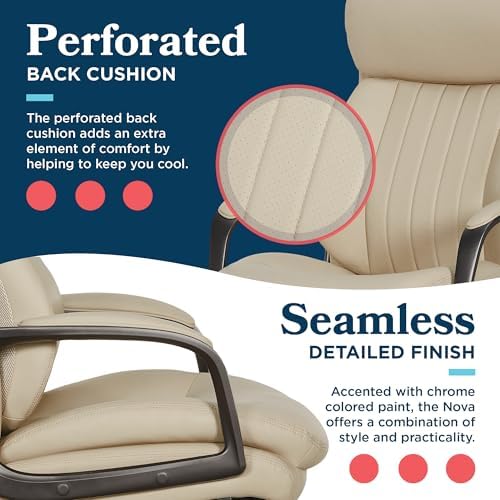 La-Z-Boy High-Back Ergonomic Office Chair, AIR Lumbar Support Leather Chair - Image 5