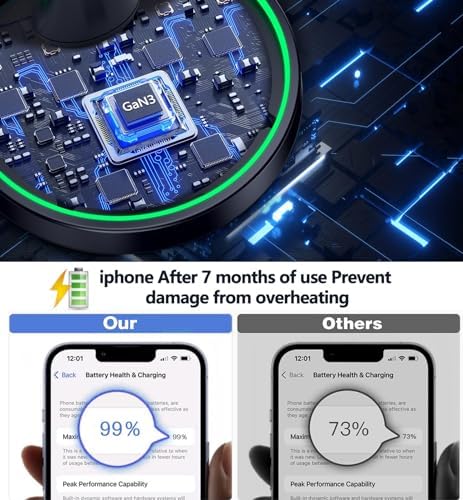 2 Pack 15W Magnetic Wireless Charger Stand for iPhone 18 Pro/18 Pro Max, iPhone 17/16/15/14/13/12 Series, Magnetic Charging Station with LED Light for AirPods - Image 4