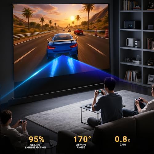 ALR/CLR Motorized Floor Rising Projector Screen for UST Projectors 120”, 95% Ambient Light Rejecting, 4K/8K Ultra HD, Active 3D, for Home Theater Living Room Bedroom Office - Image 3