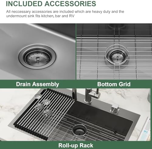 33 Inch Black Drop In 16 Gauge Stainless Steel Kitchen Sink - Image 4
