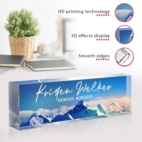 Custom Office Name Plate for Desk - Desk Name Plate Personalized Gifts for Coworkers, Boss, Employees, Teacher, Nurse - Office Desk Decor for Women Men - Employee Appreciation Gifts (Snow Mountain) - Image 5