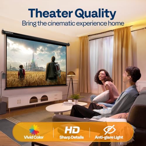VIVOHOME 84 Inch 16:9 Motorized Projector Screen, Black - Image 4