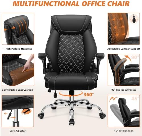 Office Chair, Executive Leather Desk Chair with Lumbar Support - Image 6