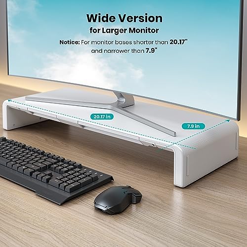 Monitor Stand Riser, Klearlook Foldable, Height Adjustable Computer Stand, Desk Shelf Riser with Storage Drawer &Tablet Phone Stand for Desktop, Laptop (White) - Image 2