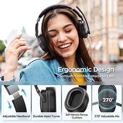 COSMUSIS Trucker Bluetooth Headset with Dongle, Wireless Headsets with Noise Cancelling Microphone, 50+Hrs HD Talktime Bluetooth Headphones with Detachable Earpad/Single+Dual Mode for Office/Driving - Image 6