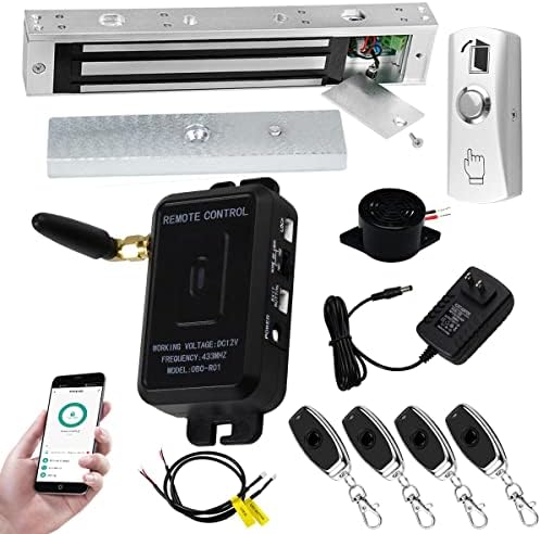 Premium Smart APP Unlocking Access Control System Kit, Simplified Wiring Door Lock Set, with Remote Controllers / 617lbs Magnetic Lock/DC 12V Power Adapter, Lock Delay Time Adjustable by jasugKEY