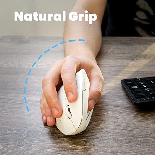 Perixx PERIMICE-713W Wireless Ergonomic Vertical Mouse - 2.4G Spec with USB Receiver - On/Off Switch - 6 Buttons Right Handed Design - White - Image 4