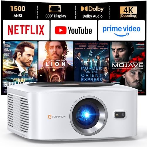 HAPPRUN Outdoor Smart Projector 4K Decoding, Built-in Apps, 30W Dolby Audio by HAPPRUN