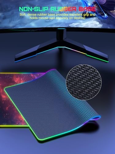 5-in-1 RGB Mouse Pad with Wireless Charging, Gaming Desk Mat, Red Nebula - Image 6