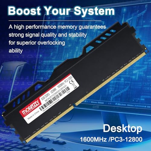 16GB(2x8GB) DDR3 RAM 1600MHz PC3-12800 CL11 Desktop Computer Memory, 240-Pin 1.5V 2Rx8 Dual Rank Non-ECC Unbuffered PC Computer RAM Stick Upgrade - Black - Image 2