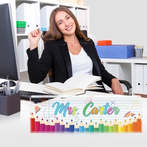 Custom Name Plate for Desk - Desk Name Plate Personalized - Acrylic Office Desk Accessories - Teacher Appreciation Gifts for Coworkers Employee Staff - Office Decor for Women Men (Teacher Gifts A) - Image 5