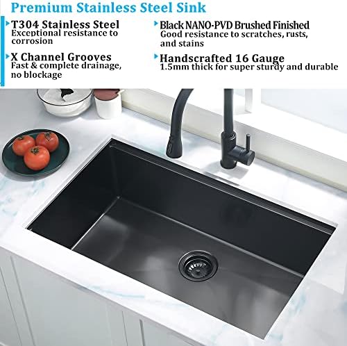 30 Inch Black Undermount Kitchen Sink - Image 4