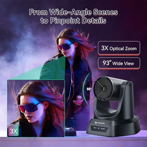 TONGVEO 4K PTZ Camera 3X Optical Zoom 93° FOV HDMI USB3.0 Conference Camera - Image 5