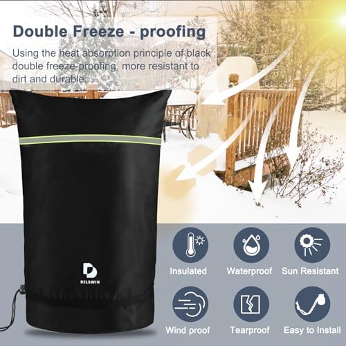 DELSWIN Backflow Preventer Pipe Insulation Cover - 24" W X 36" H Insulated Pouch for Winter Freeze Protection, Waterproof Sprinkler Valve Covers for Outside Irrigation, Well Head, Well Pump, Faucet - Image 5