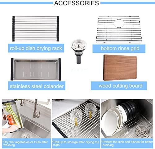 24 Inch Undermount Kitchen Sink Black - Image 7