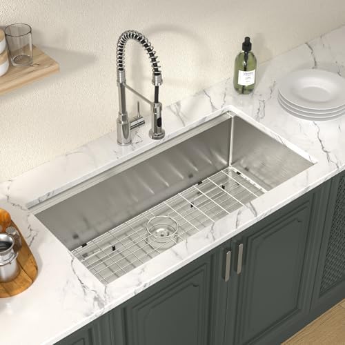 Lordear 36 Inch Undermount Kitchen Sink Stainless Steel 16 Gauge Workstation Single Bowl Handmade Kitchen Sinks Basin Under Counter, 36X19X10 Inch - Image 3