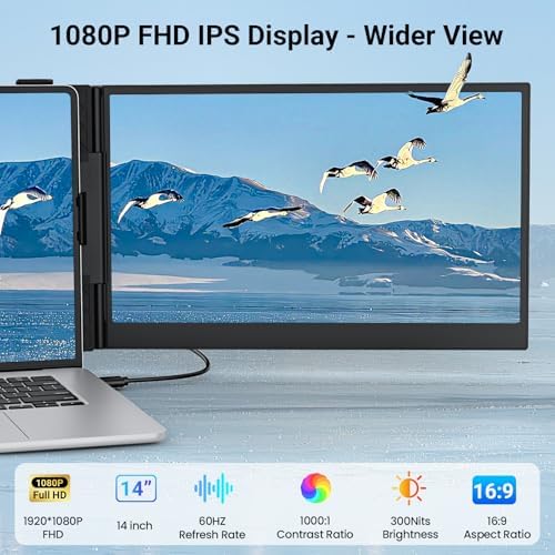 14" Triple Laptop Screen Extender, 2.2lb Ultra-Thin Portable Monitor - Image 2
