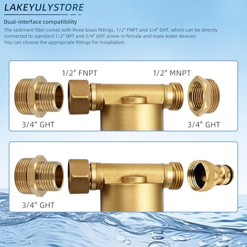 40 Micron Brass Sediment Filter for Washing Machine Garden RV - Image 4