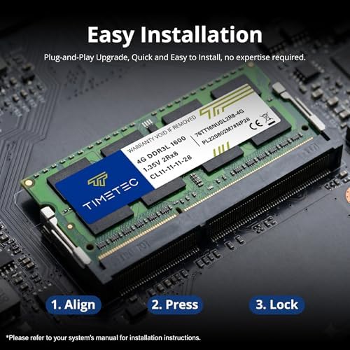 Timetec 8GB KIT(2x4GB) DDR3L / DDR3 1600MHz PC3L-12800 / PC3-12800 Non-ECC Unbuffered 1.35V / 1.5V CL11 204 Pin SODIMM Laptop Notebook PC Computer Memory RAM Module Upgrade - Image 6