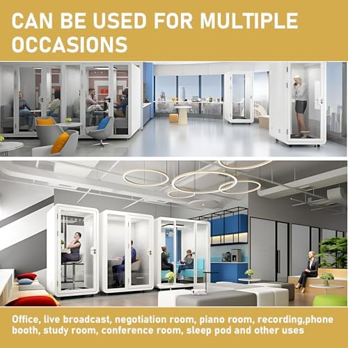 Office Sound Booth with Audio Privacy - Soundproof Proof Booth Includes Superimposed Interior Design,Sound Room Include Socket,Fans,Light for Study (Yellow, 90IN) - Image 7