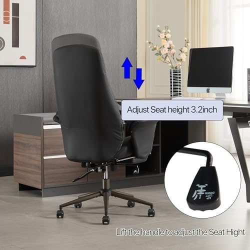 Home Office Desk Chair with Foot Rest, High Back Office Ergonomic Computer Chair with Lumbar Support Adjustable Height Rolling Swivel Chair Executive Task Armrests(Black) - Image 4