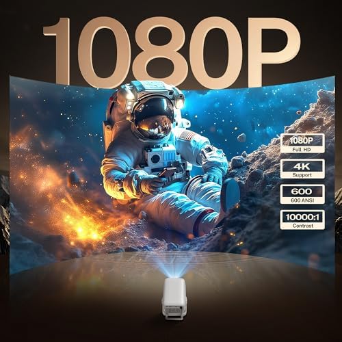 4K Support Native 1080P Smart Projector, 600 ANSI, Android TV, HiFi Speaker - Image 2