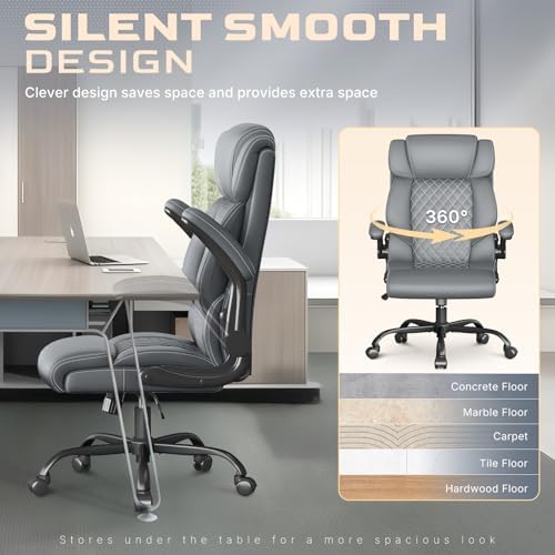 Office Chair, Executive High Back Big and Tall Office Chair,Gray - Image 4