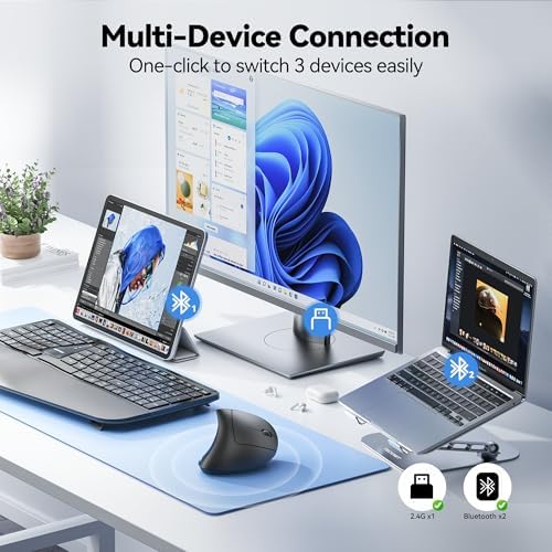 TECKNET Ergonomic Mouse Wireless, Rechargeable Vertical Mice Right Hand - Image 3