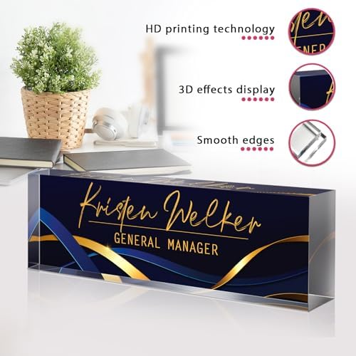 Custom Office Name Plate for Desk - Desk Name Plate Personalized Gifts for Coworkers, Boss, Employees, Teacher, Nurse - Office Desk Decor for Women Men - Employee Appreciation Gifts (Blue Gold) - Image 4