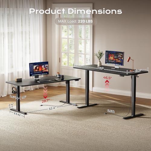 Huuger 63 X 24 Inch Electric Standing Desk with Power Outlets - Image 3
