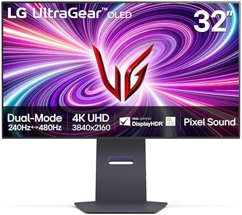LG ‎32GS95UE 32-inch Ultragear OLED Gaming Monitor UHD 240Hz 0.03ms DisplayHDR True Black 400 AMD FreeSync Premium Pro NVIDIA G-Sync HDMI 2.1 DisplayPort Tilt/Height/Swivel Stand Black by Unknown