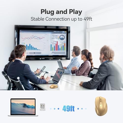 TECKNET Wireless Mouse, 2.4G Ergonomic Computer Mouse, 2600 DPI, Gold - Image 7